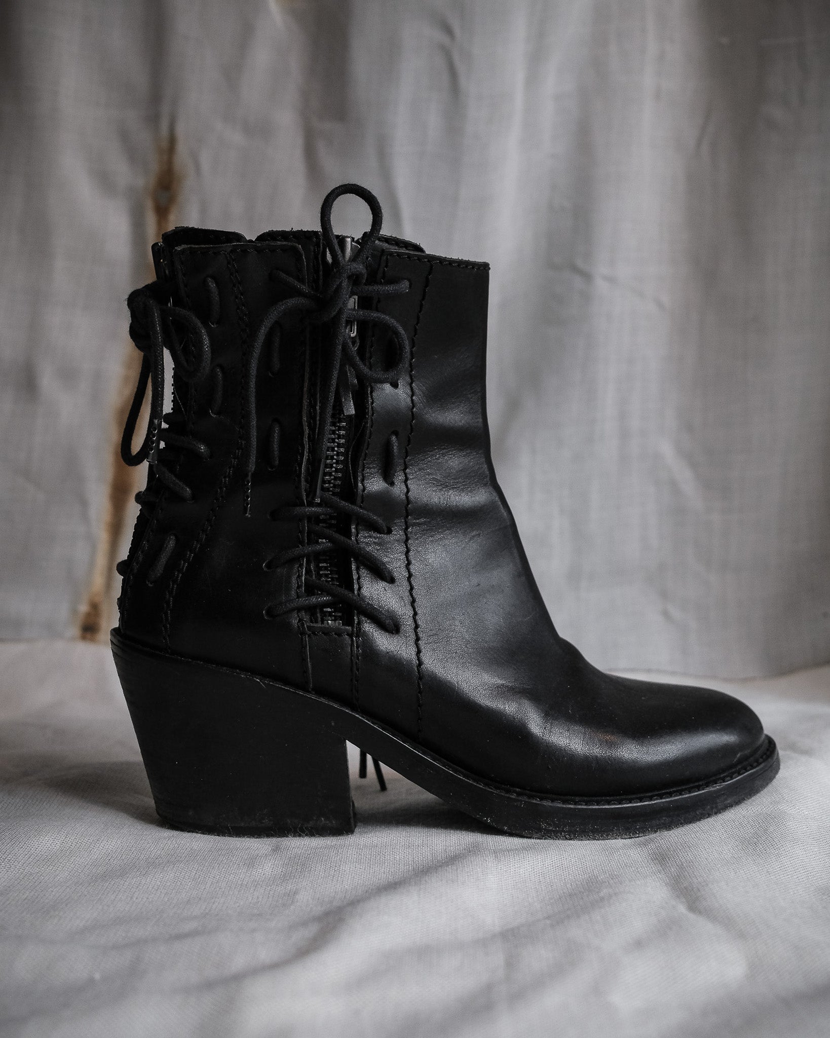 HAIDER ACKERMANN Leather Lace-Up Boots, EU 40
