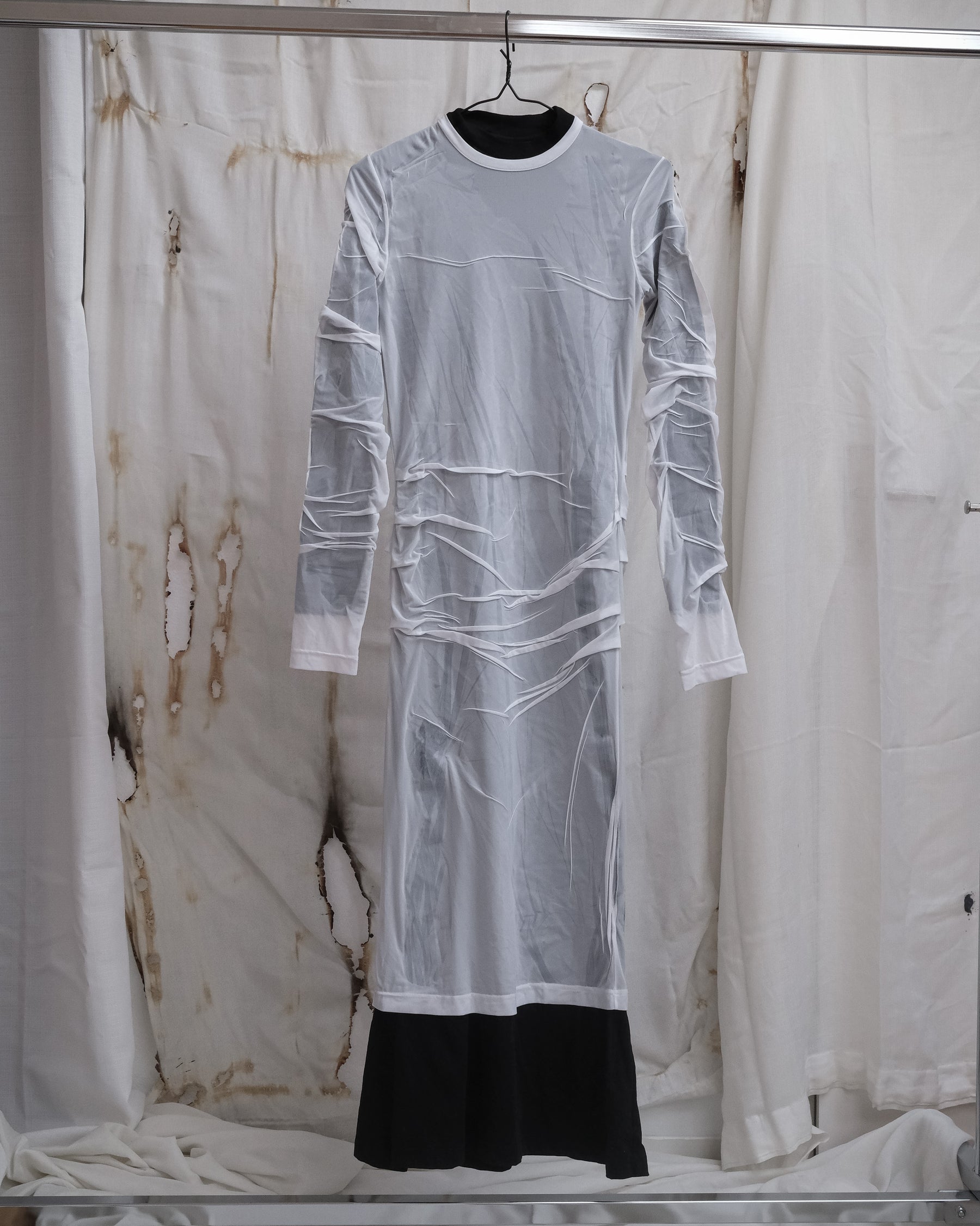 BALENCIAGA Wet-Look Mesh Prototype Dress, SS 2024