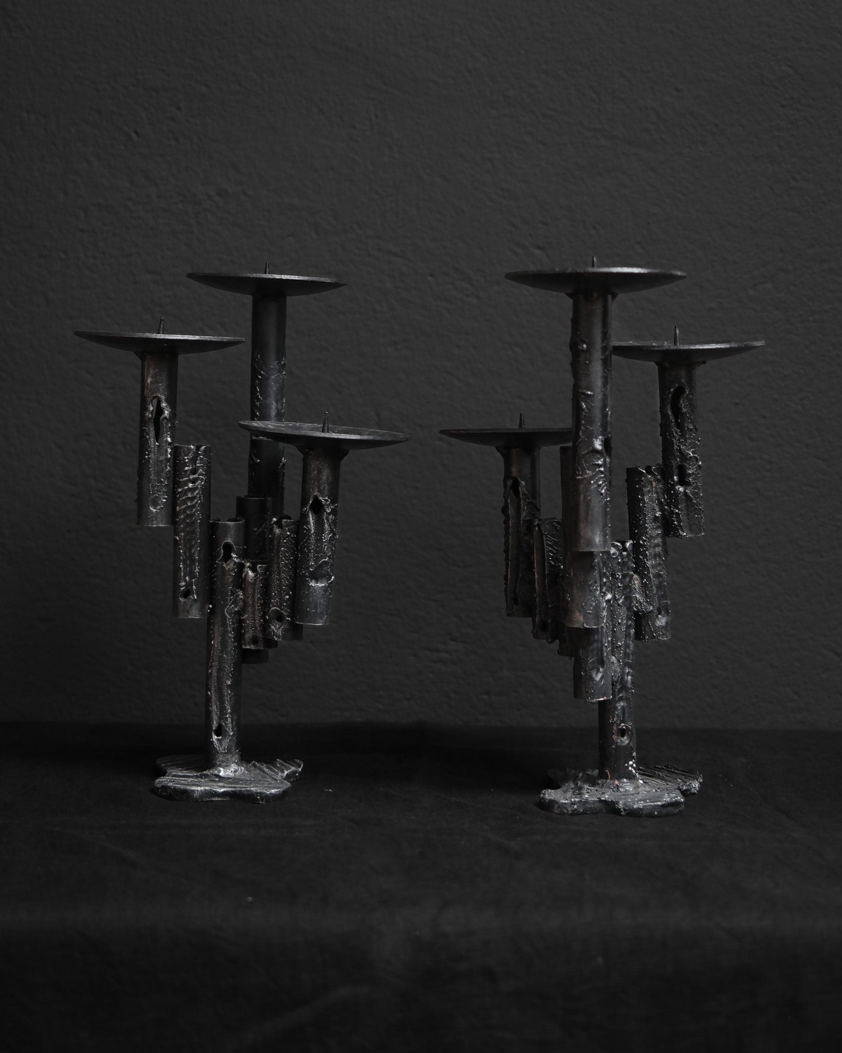 Brutalist Wrought Iron Candelabra with Lava Effect, 1960s