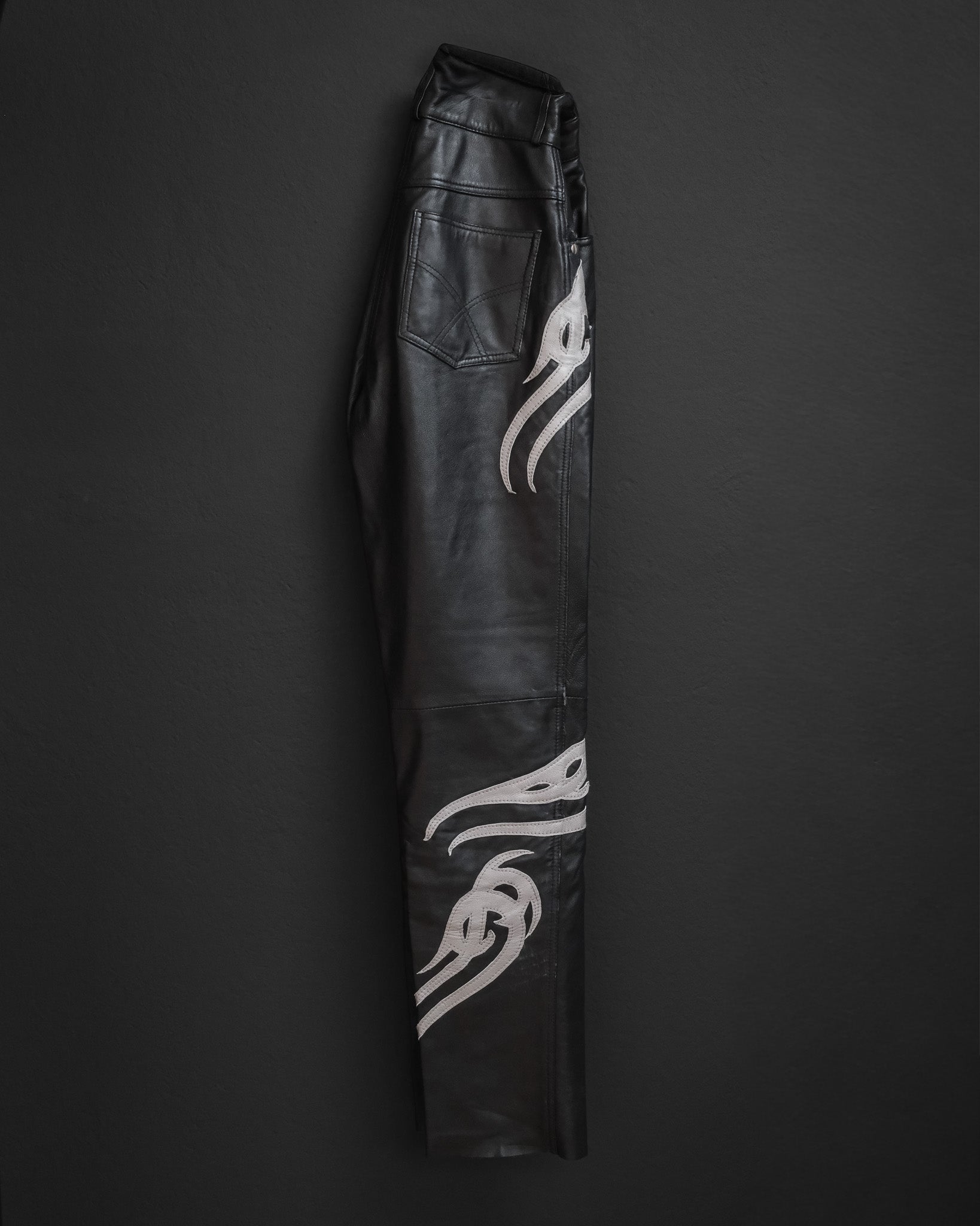 Handcrafted Leather Pants with Silver Tribal Panels