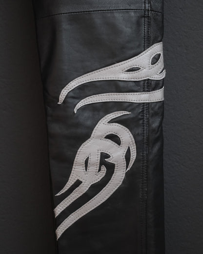 Handcrafted Leather Pants with Silver Tribal Panels