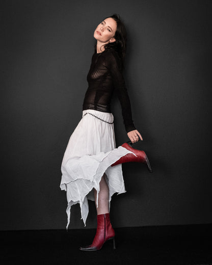 Red & Black Ombre Fade Heel Boots, EU 39