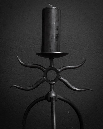 Large Sculptural Cast Iron Candle Holder