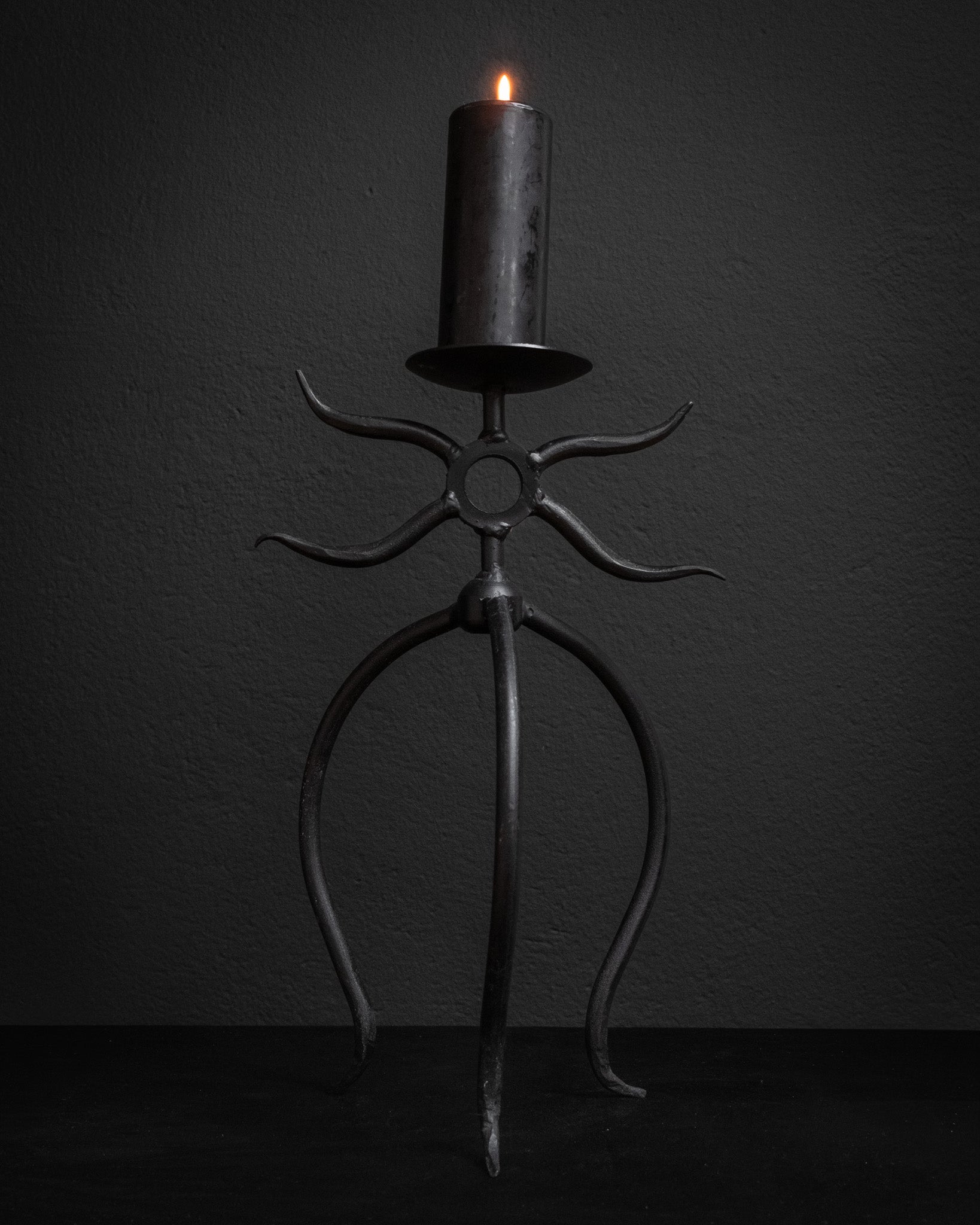 Large Sculptural Cast Iron Candle Holder