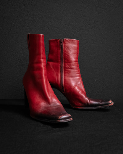 Red & Black Ombre Fade Heel Boots, EU 39
