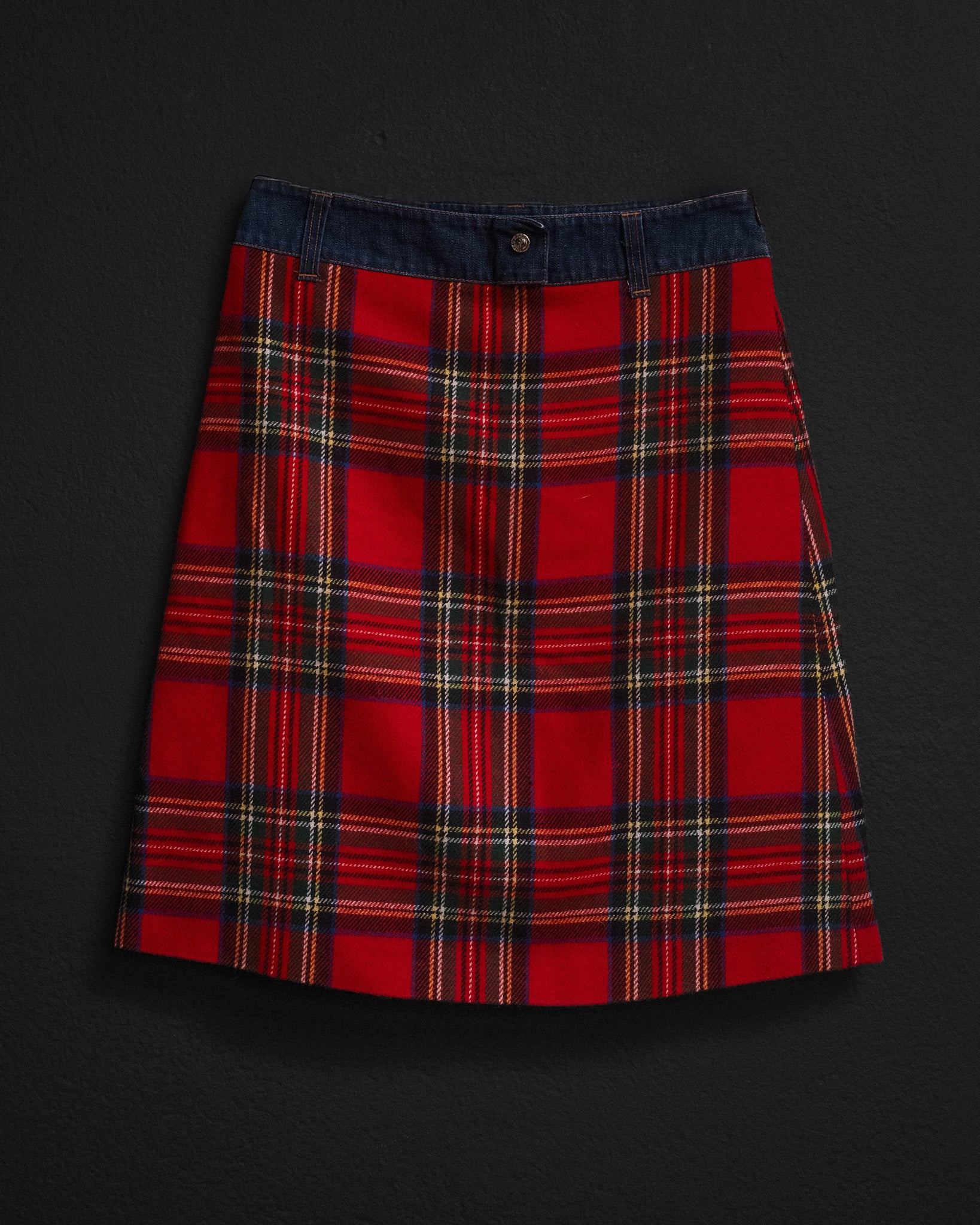 DOLCE & GABBANA Tartan Wool Denim Skirt — 2000s