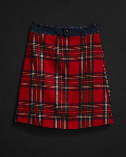 DOLCE & GABBANA Tartan Wool Denim Skirt — 2000s