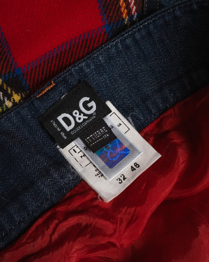 DOLCE & GABBANA Tartan Wool Denim Skirt — 2000s