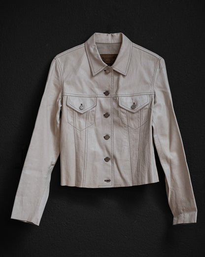 LUCIEN PELLAT-FINET Early 2000s Collector Cannabis Leaf Leather Shirt Jacket