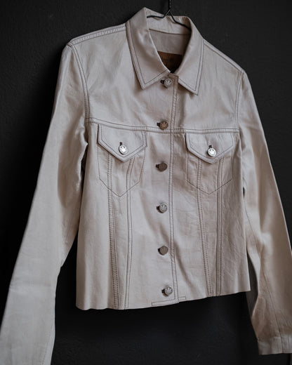 LUCIEN PELLAT-FINET Early 2000s Collector Cannabis Leaf Leather Shirt Jacket