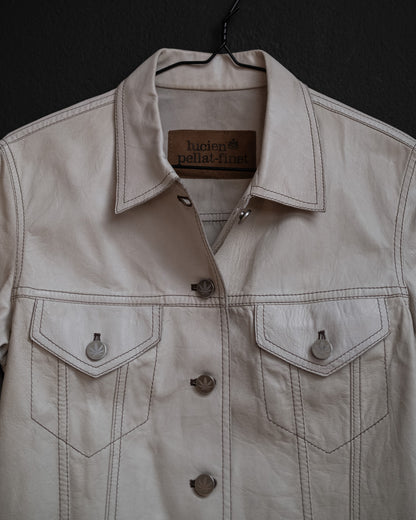 LUCIEN PELLAT-FINET Early 2000s Collector Cannabis Leaf Leather Shirt Jacket