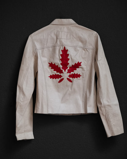 LUCIEN PELLAT-FINET Early 2000s Collector Cannabis Leaf Leather Shirt Jacket