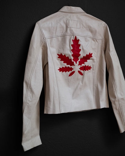 LUCIEN PELLAT-FINET Early 2000s Collector Cannabis Leaf Leather Shirt Jacket
