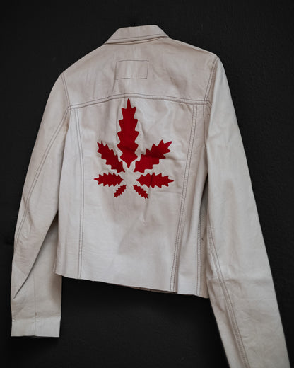 LUCIEN PELLAT-FINET Early 2000s Collector Cannabis Leaf Leather Shirt Jacket
