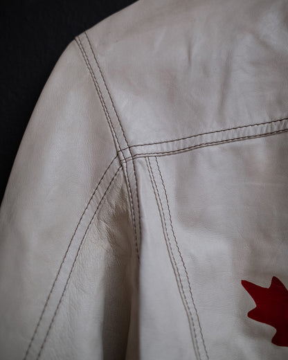 LUCIEN PELLAT-FINET Early 2000s Collector Cannabis Leaf Leather Shirt Jacket
