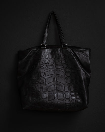 PRADA Rare Oversized Croc-Pattern Leather Tote – c. 2009