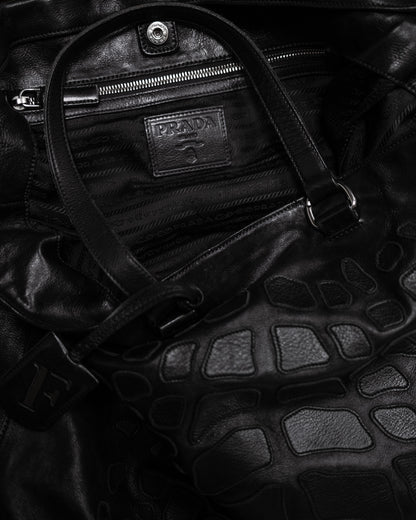 PRADA Rare Oversized Croc-Pattern Leather Tote – c. 2009