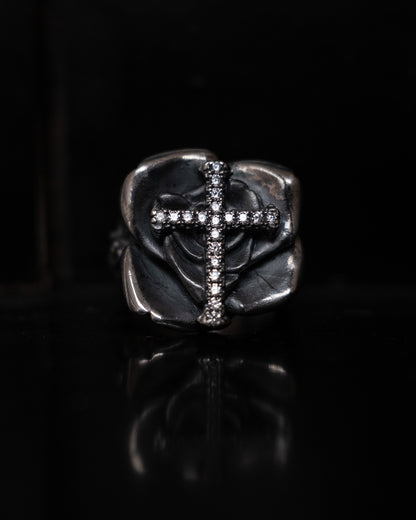 YOHJI YAMAMOTO GOTHIC 950 Silver Cross Rose Ring