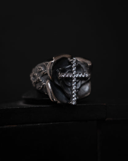 YOHJI YAMAMOTO GOTHIC 950 Silver Cross Rose Ring