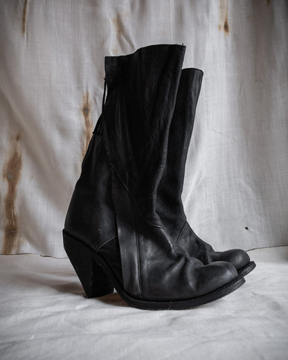 BORIS BIDJAN SABERI Sculptural Zip Leather Boots, EU 39