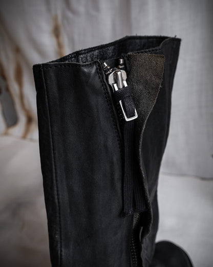 BORIS BIDJAN SABERI Sculptural Zip Leather Boots, EU 39