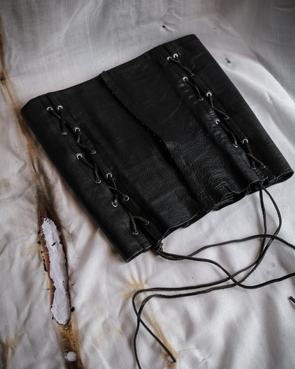 HODAKOVA Leather Lace-Up Corset Top