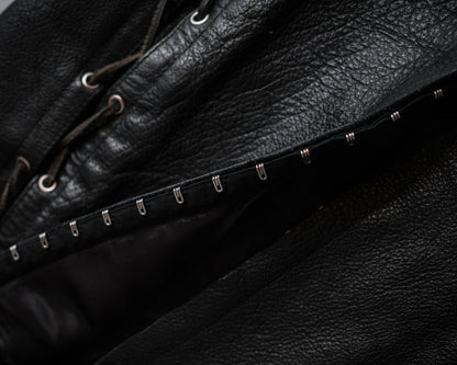 HODAKOVA Leather Lace-Up Corset Top