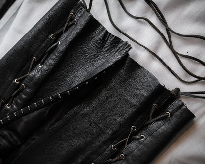 HODAKOVA Leather Lace-Up Corset Top