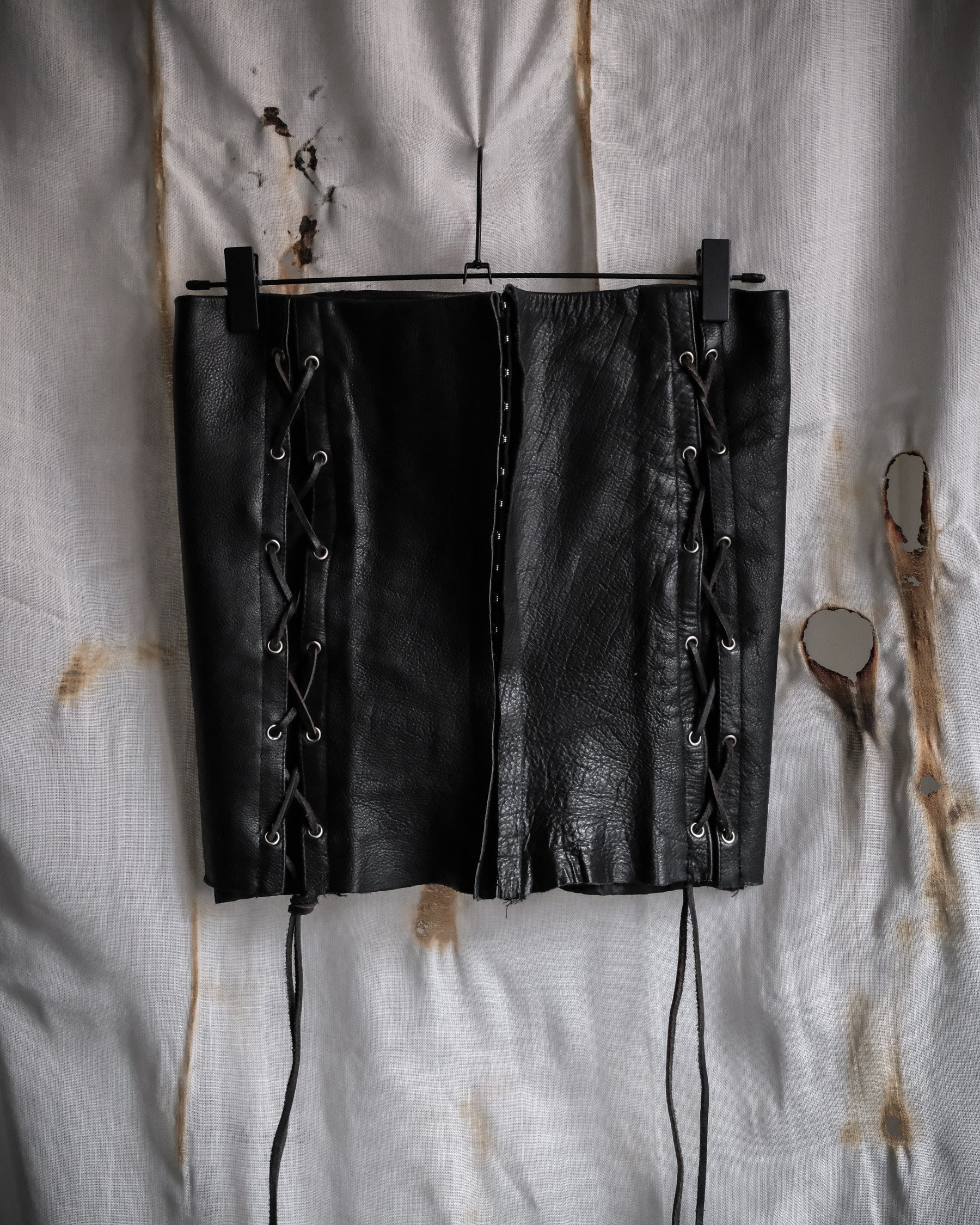 HODAKOVA Leather Lace-Up Corset Top