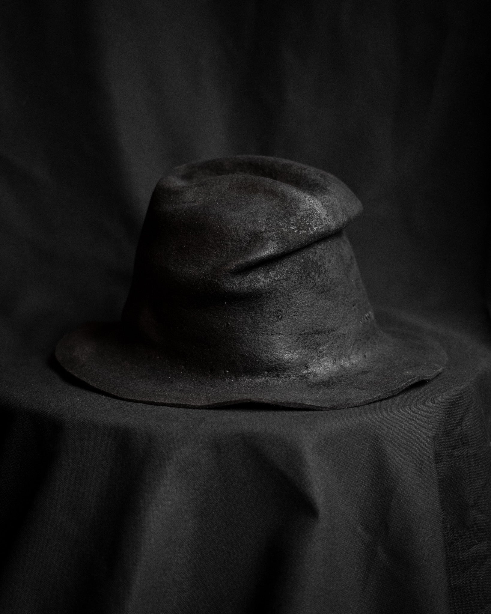 ALEKSANDER JURCZAK Black Rabbit Felt Hat with Stitching