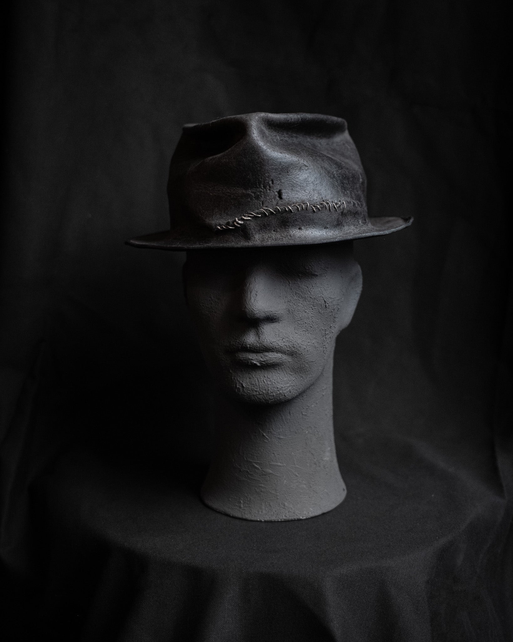 ALEKSANDER JURCZAK Stitched Rabbit Felt Hat with Burned Patina