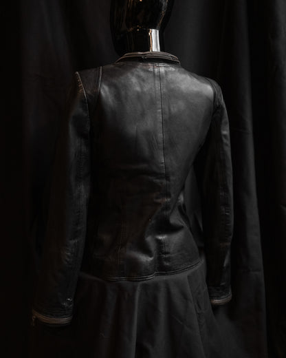 Archival Early-2000s Leather Jacket with Sculptural Multi-Chain Front