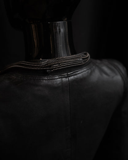 Archival Early-2000s Leather Jacket with Sculptural Multi-Chain Front