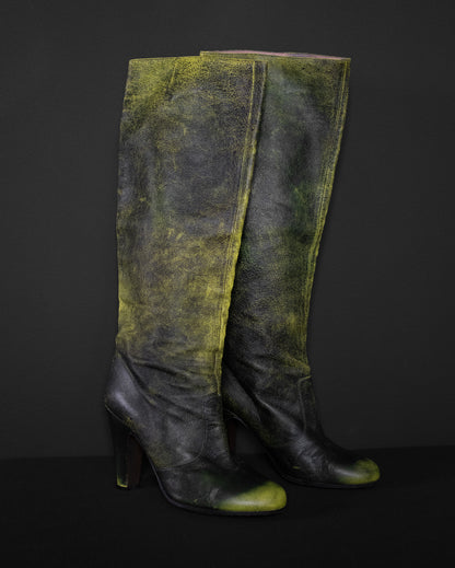 MAISON MARTIN MARGIELA Runway A/W 2007 Spray-Painted Neon Boots, EU 40
