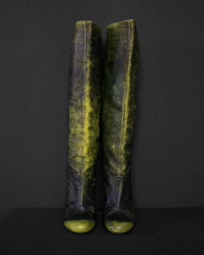 MAISON MARTIN MARGIELA Runway A/W 2007 Spray-Painted Neon Boots, EU 40