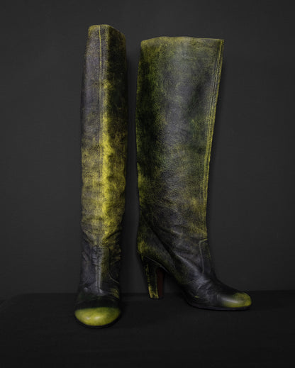 MAISON MARTIN MARGIELA Runway A/W 2007 Spray-Painted Neon Boots, EU 40