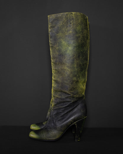 MAISON MARTIN MARGIELA Runway A/W 2007 Spray-Painted Neon Boots, EU 40