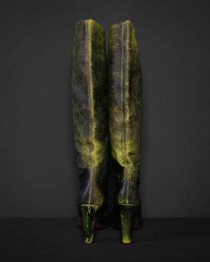 MAISON MARTIN MARGIELA Runway A/W 2007 Spray-Painted Neon Boots, EU 40