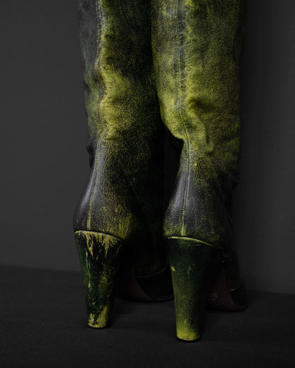 MAISON MARTIN MARGIELA Runway A/W 2007 Spray-Painted Neon Boots, EU 40