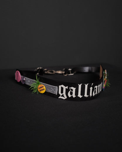 JOHN GALLIANO Early 00s Gothic Multi-Use Leather Belt / Bag Strap with Pins