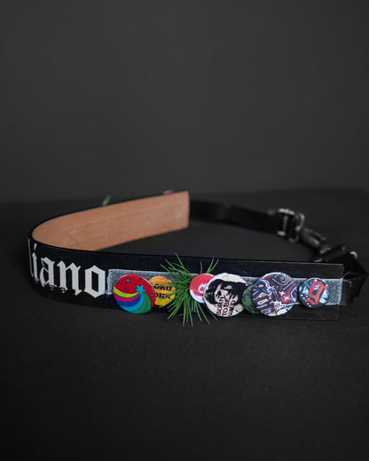 JOHN GALLIANO Early 00s Gothic Multi-Use Leather Belt / Bag Strap with Pins