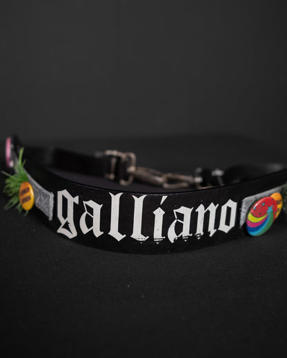 JOHN GALLIANO Early 00s Gothic Multi-Use Leather Belt / Bag Strap with Pins
