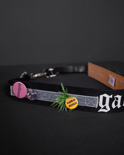 JOHN GALLIANO Early 00s Gothic Multi-Use Leather Belt / Bag Strap with Pins