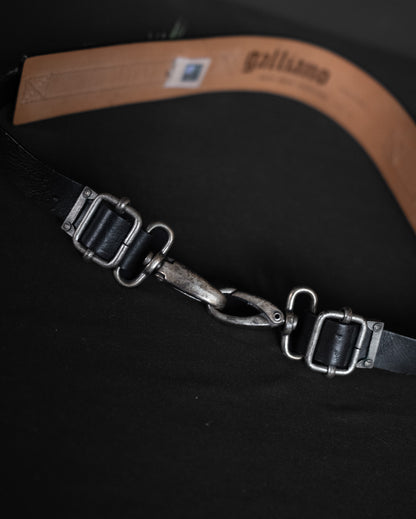 JOHN GALLIANO Early 00s Gothic Multi-Use Leather Belt / Bag Strap with Pins