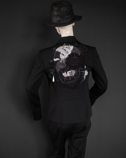 JOHN GALLIANO Extremely Rare Archival Skull-Appliqué Tailored Suit, 2005