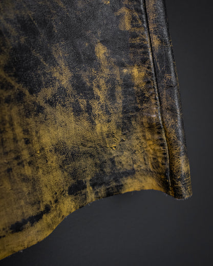 VINTAGE Custom 90s Painted Leather Trousers with Cracked Finish