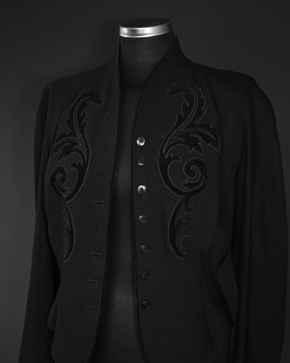 KENZO Embroidered Wool-Silk Tailored Jacket, 80s–Early 90s