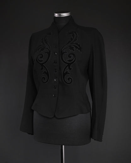 KENZO Embroidered Wool-Silk Tailored Jacket, 80s–Early 90s