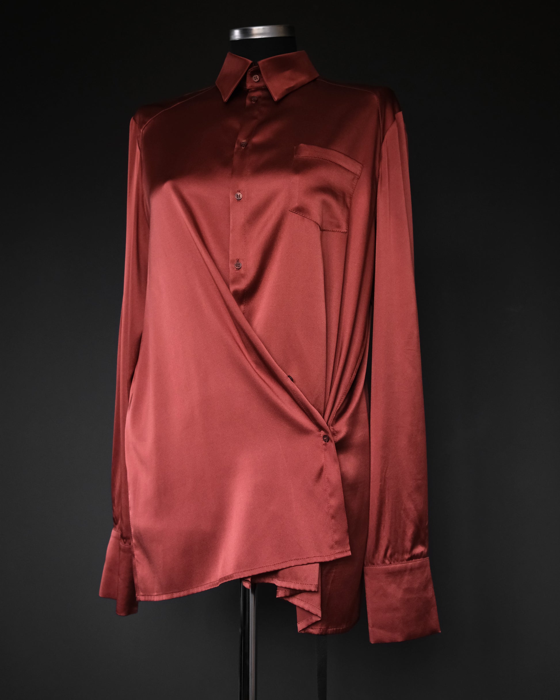 Red satin shirt from A.F. Vandevorst, antwerp six, rare archival vintage