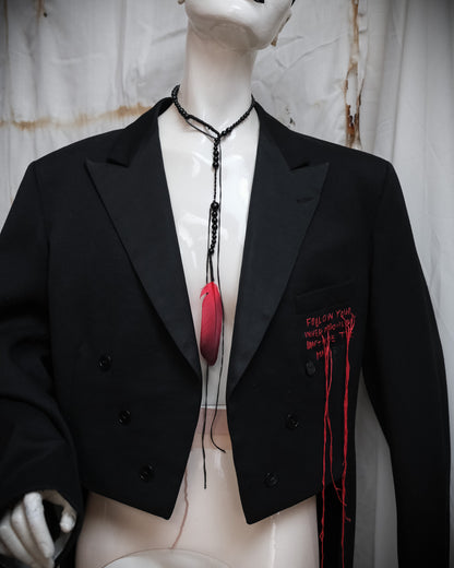 ANN DEMEULEMEESTER Beaded Red Feather Necklace, Runway Spring 2017